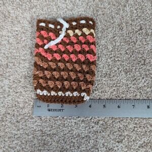 Handmade Crochet Small Soap Pouch Bag soap Holder Brown Pink Cream White